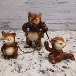 Vintage Ceramic Bear Family Figurines